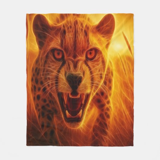Fierce Cheetah Fleece Deken (Voorkant)