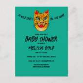 Fierce Cheetah Wild Een Schattige BABY SHOWER CUST Uitnodiging Briefkaart (Voorkant)