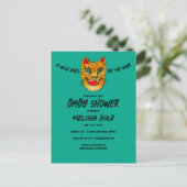 Fierce Cheetah Wild Een Schattige BABY SHOWER CUST Uitnodiging Briefkaart (Staand voorkant)