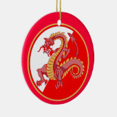 Fierce Chinese Dragon kerstversiering Keramisch Ornament (Rechts)
