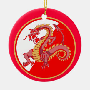 Fierce Chinese Dragon kerstversiering Keramisch Ornament