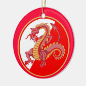 Fierce Chinese Dragon kerstversiering Keramisch Ornament (Links)