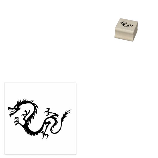 Fierce Chinese Dragon Silhouette Rubberstempel (Gestempeld)