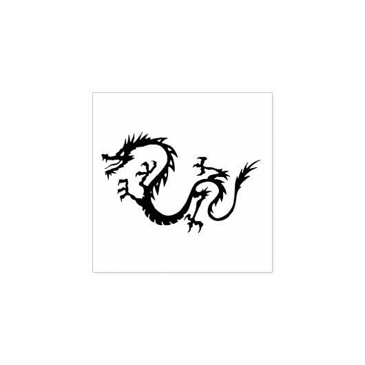 Fierce Chinese Dragon Silhouette Rubberstempel (Afrduk)