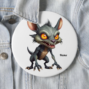 Fierce Chupacabra Art Spiky Fur Fantasy Creature Ronde Button 6,0 Cm