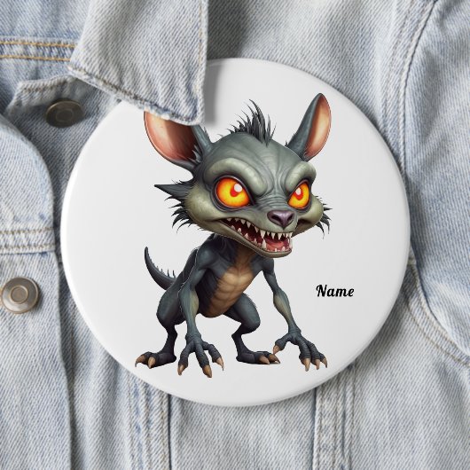 Fierce Chupacabra Art Spiky Fur Fantasy Creature Ronde Button 6,0 Cm (In situ)