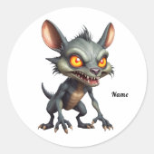 Fierce Chupacabra Art Spiky Fur Fantasy Creature Ronde Sticker (Voorkant)