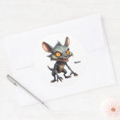 Fierce Chupacabra Art Spiky Fur Fantasy Creature Ronde Sticker (Envelop)