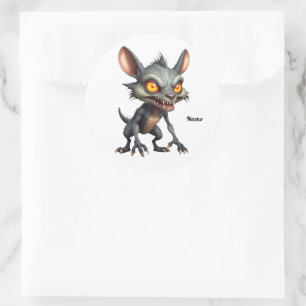 Fierce Chupacabra Art Spiky Fur Fantasy Creature Ronde Sticker