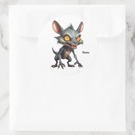 Fierce Chupacabra Art Spiky Fur Fantasy Creature Ronde Sticker (Tas)