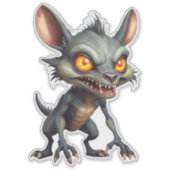 Fierce Chupacabra Art Spiky Fur Fantasy Creature Sticker (Voorkant)