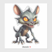 Fierce Chupacabra Art Spiky Fur Fantasy Creature Sticker (Vel)