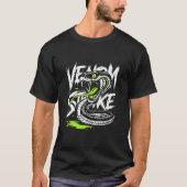 Fierce Coiled Snake with Venom Strike Text Cartoon T-shirt (Voorkant)