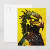 Fierce Cyber Eagle met Neon Accenten Hedendaags Briefkaart (Voorkant / Achterkant)