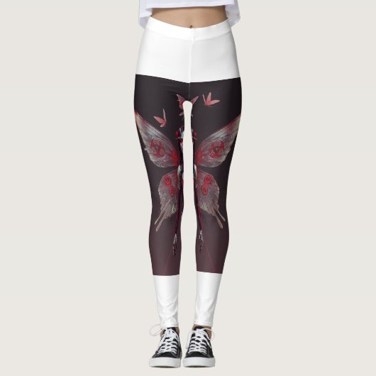 Fierce Cyberpunk Red Fairy Leggings 🤖🧚‍♀️ (Voorkant)