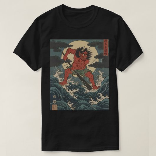 Fierce Demon Warrior – Japanse Oni Club T-shirt (Design voorkant)
