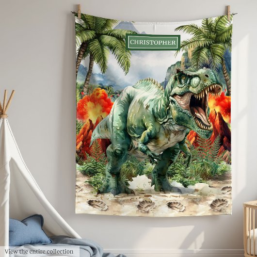 Fierce Dinosaur Blanket Aangepaste Naam Gepersonal Fleece Deken