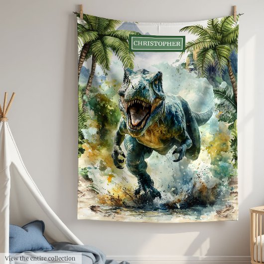 Fierce Dinosaur Blanket Gepersonaliseerde Aangepas Fleece Deken