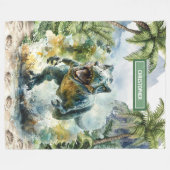 Fierce Dinosaur Blanket Gepersonaliseerde Aangepas Fleece Deken (Voorkant (Horizontaal))
