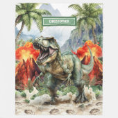 Fierce Dinosaur Verjaardag Deken Custom Name Boy (Voorkant)