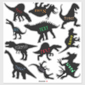 Fierce Dinosaurus Silhouet Set met Tekst Stickers (Vel)