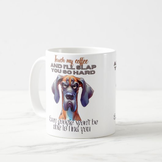 Fierce Dog Coffee Mok – Grappig "Touch My Coffee"  (Voorkant links)