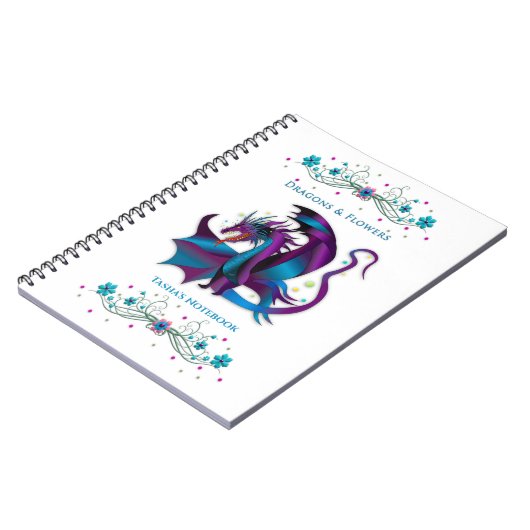 Fierce Dragon Flowers Feminine Name Insert Spiral Notitieboek (Linkerzijde)