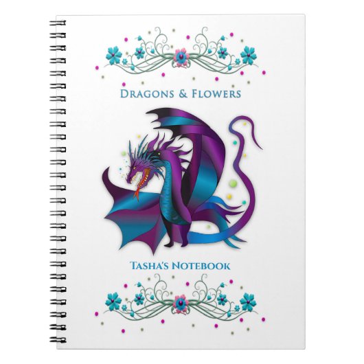Fierce Dragon Flowers Feminine Name Insert Spiral Notitieboek (Voorkant)