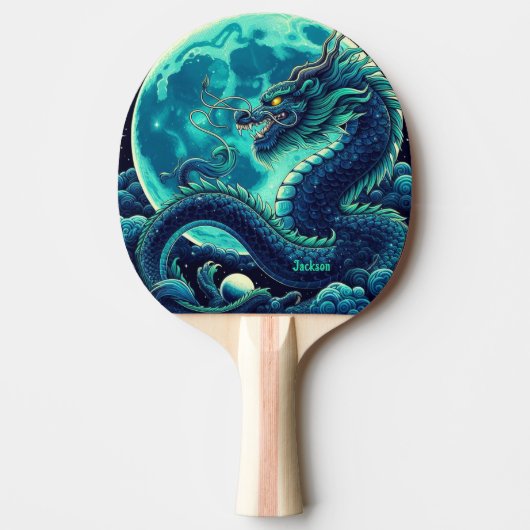 Fierce Dragon in Moonlight Personalized Tafeltennisbatje (Voorkant)