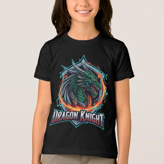 Fierce Dragon Knight Fantasy Gaming Armor Kids Tri-Blend Shirt (Voorkant)