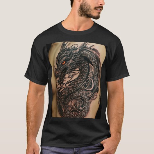Fierce Dragon Tattoo Design - Symbool van kracht, T-shirt (Voorkant)