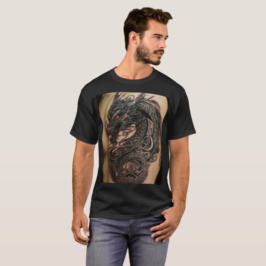 Fierce Dragon Tattoo Design - Symbool van kracht, T-shirt (Voorkant volledig)