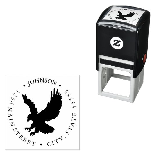 Fierce Eagle Flying Retourlabel Zelfinktende Stempel (In situ)