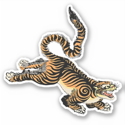 Fierce Elegance: Japanse Tijger Sticker (Voorkant)