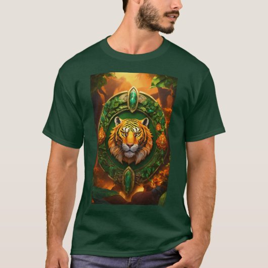 Fierce Elegance Tiger Face Print T-shirt (Voorkant)