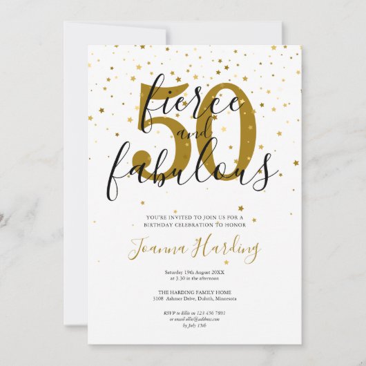 Fierce en Fabulous Gold en Black Birthday Kaart (Voorkant)