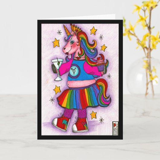 Fierce en Fabulous Unicorn Kaart (Gele Bloem)