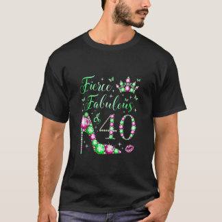 Fierce Fabulous 40 Jaar Oud 40e Verjaardag Pink Gr T-shirt