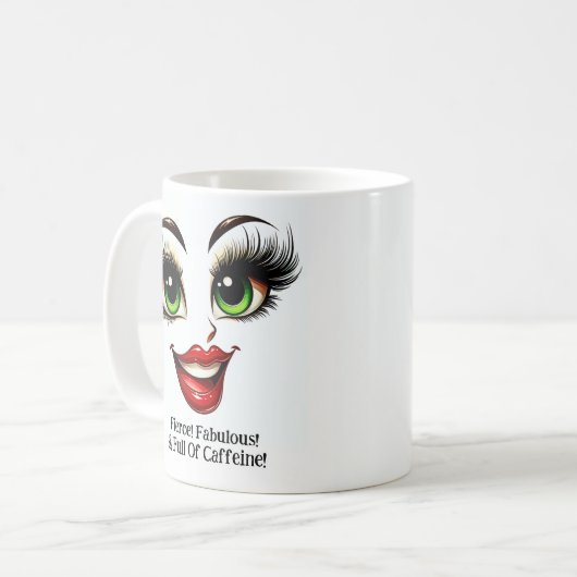 Fierce, Fabulous Eyes Funny Face Koffiemok (Voorkant links)