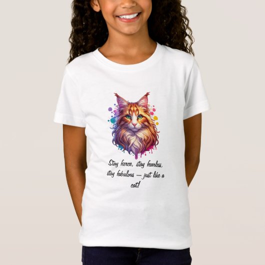 Fierce & Fabulous – Levendig Cat T-Shirt Design (Voorkant)