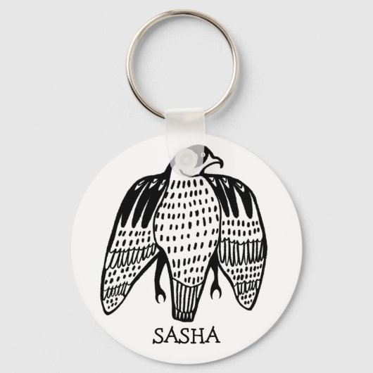 Fierce Falcon CUSTOM NAME Peregrine Bird Sleutelhanger (Voorkant)
