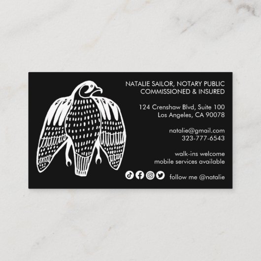 FIERCE FALCON Unieke Moderne Logo Notarieel publie Visitekaartje (Achterkant)