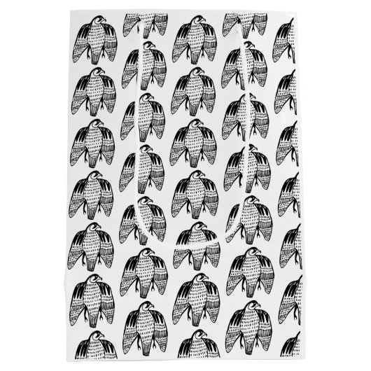 Fierce Falcons zwart op wit Medium Cadeauzakje (Achterkant)