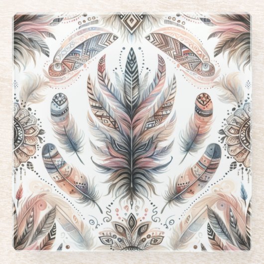 Fierce Feathers Glazen Onderzetter (Voorkant)