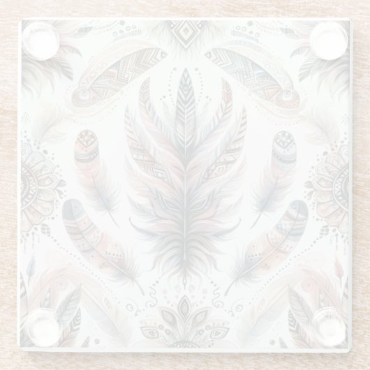 Fierce Feathers Glazen Onderzetter (Achterkant)