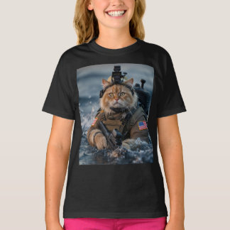 Fierce Feline SEAL – Perzische kattenheld meisjes T-shirt