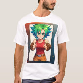Fierce Fighter Girl – Anime Warrior Art T-shirt (Voorkant)