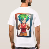 Fierce Fighter Girl – Anime Warrior Art T-shirt (Achterkant)