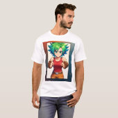Fierce Fighter Girl – Anime Warrior Art T-shirt (Voorkant volledig)