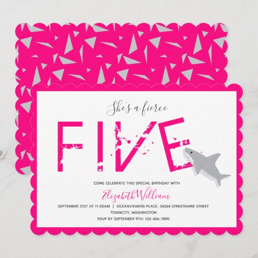 Fierce Five Hot Pink Shark Animal 5e Kaart (Voorkant / Achterkant)